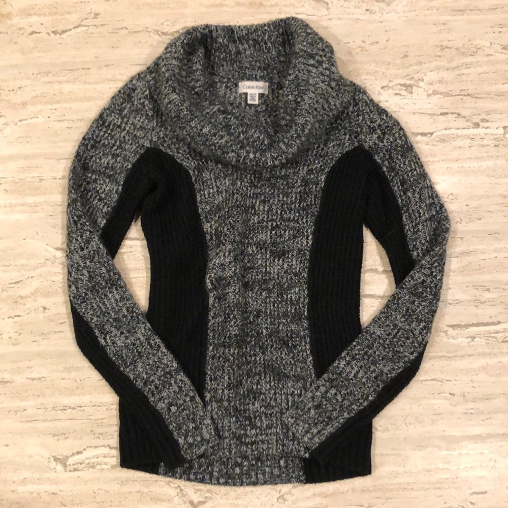 Calvin Klein Black and Grey Knit Sweater Sz XS